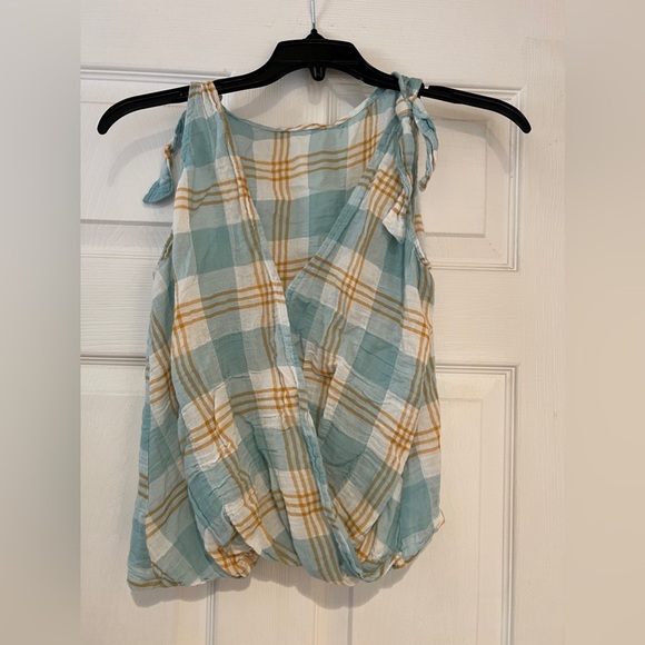 🌸 Adorable Plaid Cowl Neck Tank Top – Girls’ Juniors Medium, Cotton Blend 💕 - Picture 1 of 3